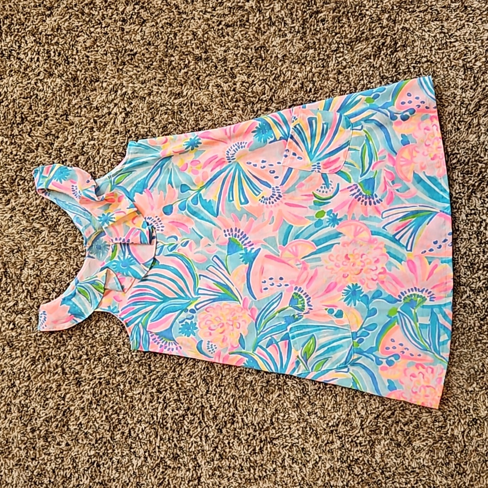 Lilly Pulitzer Girls Mini Alessa Dress Multi Tropical Punch Size M (6-7)
